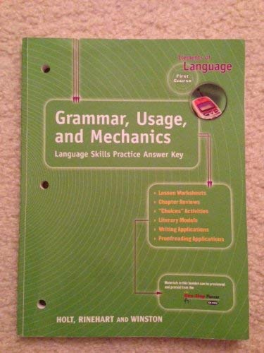Elements of Language : Grammar, Usage and Mechanics: Language Skills Answer Key - Grade 7