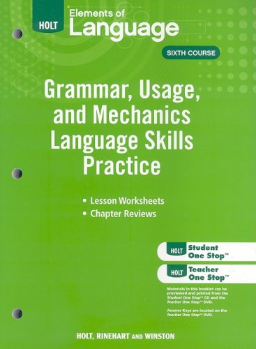 Elements of Language, Grammar, Usage, and Mechanics: Language Skills Practice for Chapters 1-16, Sixth Course, Lesson Worksheets, Chapter Reviews - Click to Buy