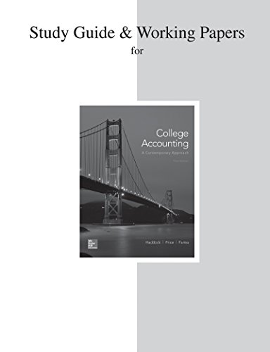 Study Guide and Working Papers for College Accounting (a Contemporary Approach) - Click to Buy