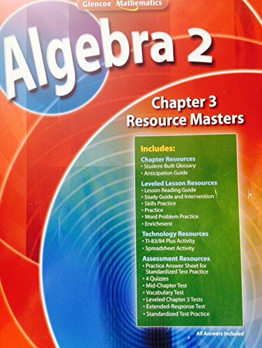 Algebra 2 Chapter 3 Resource Masters (Glencoe Mathematics) - Click to Buy