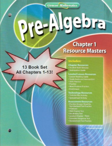 Glencoe Mathematics - Pre-Algebra - Chapter Resource Masters Package - Chapters 1-13 - Click to Buy