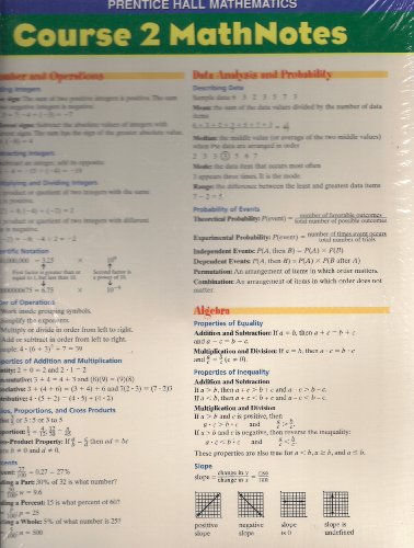 Prentice Hall Middle Grades Math Course 2 Mathnotes Folders 10-Pack 2004 - Click to Buy