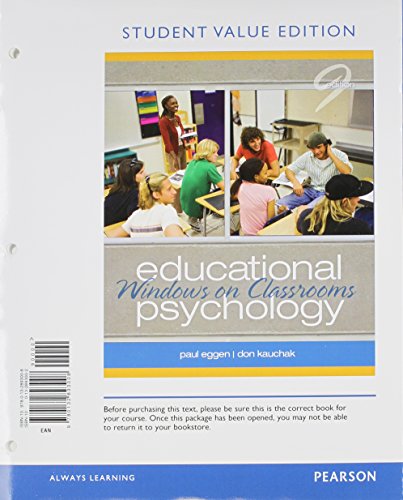 Educational Psychology: Windows on Classrooms, Student Value Edition (9th Edition) - Click to Buy