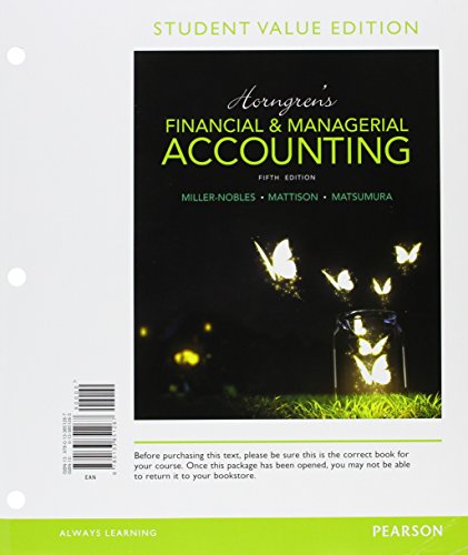 Horngren's Financial & Managerial Accounting, Student Value Edition Plus MyLab Accounting with Pearson eText -- Access Card Package (5th Edition) - Click to Buy