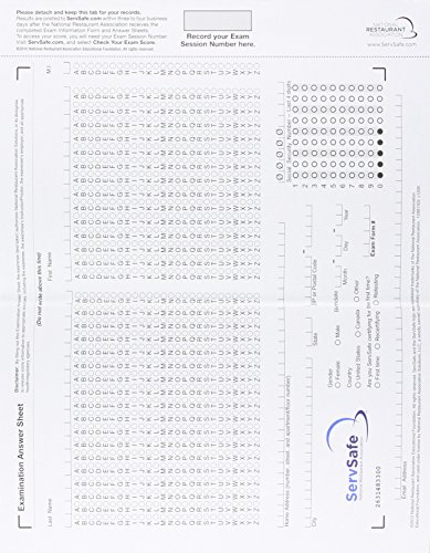 Servsafe Exam Answer Sheet for Pencil/ Paper Exam Stand-Alone - Click to Buy