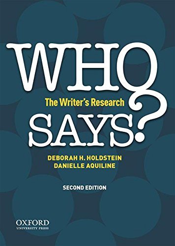 WHO SAYS?: The Writer's Research - Click to Buy