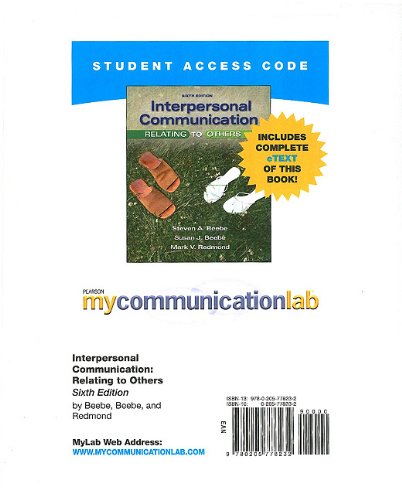 Interpersonal Communication Relating to Others: Mycommunicationlab + Pearson Etext Student Access Code Card - Click to Buy
