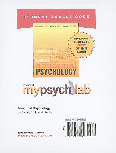 Abnormal Psychology Mypsychlab With Pearson Etext Student Access Code Card - Click to Buy