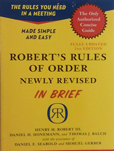 Robert's Rules of Order Newly Revised In Brief, 2nd edition - Click to Buy