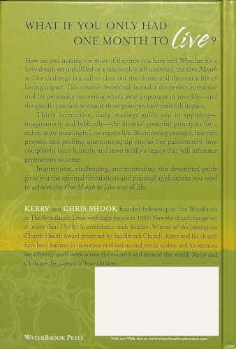 One Month to Live Devotional Journal: Your Thirty-Day Companion to a No-Regrets Life - Click to Buy