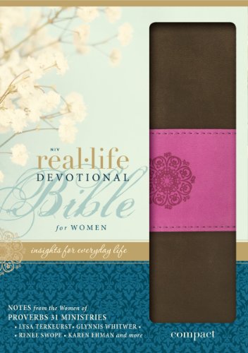 NIV, Real-Life Devotional Bible for Women, Compact, Leathersoft, Brown/Pink: Insights for Everyday Life - Click to Buy