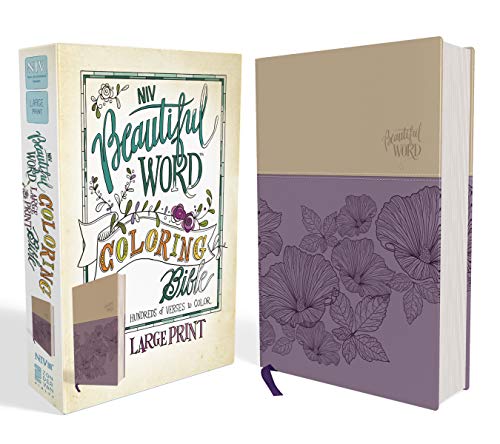 NIV, Beautiful Word Coloring Bible, Large Print, Leathersoft, Purple/Tan: Hundreds of Verses to Color - Click to Buy