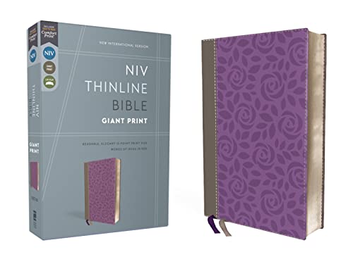 NIV, Thinline Bible, Giant Print, Leathersoft, Gray/Purple, Red Letter, Comfort Print - Click to Buy