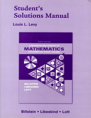 Student Solutions Manual for Elementary School Teachers: A Problem Solving Approach - Click to Buy
