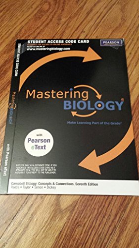 Mastering Biology without Pearson eText -- Standalone Access Card -- for Campbell Biology: Concepts & Connections - Click to Buy
