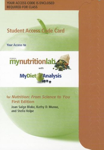 NEW MyNutritionLab plus MyDietAnalysis with Pearson eText -- Standalone Access Card -- for Nutrition: From Science to You - Click to Buy