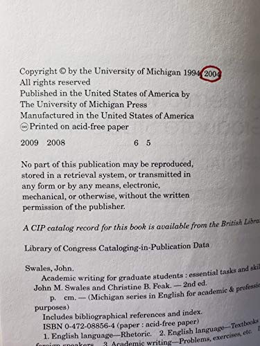 Academic Writing for Graduate Students, Second Edition: Essential Tasks and Skills (Michigan Series In English For Academic & Professional Purposes)