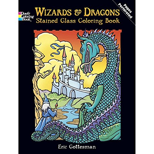 DOVER PUBLICATIONS Stained Glass Color Book Wizards And Dragons (427706) - Click to Buy