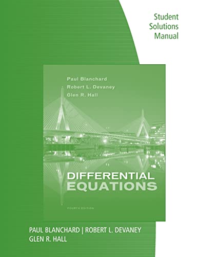 Student Solutions Manual for Blanchard/Devaney/Hall's Differential Equations, 4th - Click to Buy