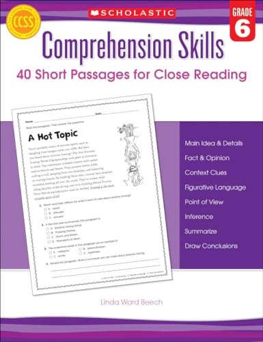 Comprehension Skills: Short Passages for Close Reading: Grade 6 - Click to Buy