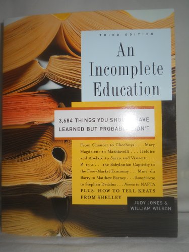 An Incomplete Education, 3,684 Things You Should Have Learned But probably Didn't - Click to Buy