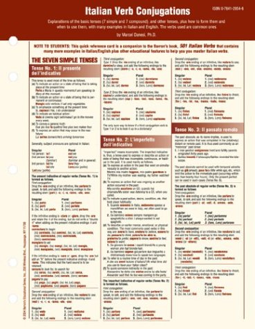 Italian Verb Conjugation Card (Barron's Foreign Language Fundamentals) - Click to Buy