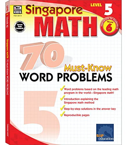 6th Grade Singapore Math Workbook, Level 5 Must-Know Addition, Subtraction, Multiplication, Division, Money Word Problems, Common Core Classroom or Homeschool Curriculum (Volume 4) - Click to Buy