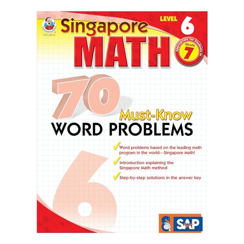 Singapore Math – 70 Must-Know Word Problems Workbook for 7th Grade Math, Paperback, Ages 12–13 with Answer Key (Volume 5) - Click to Buy