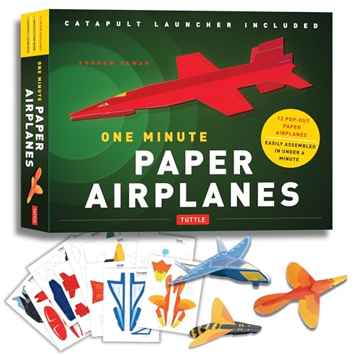 One Minute Paper Airplanes Kit: 12 Pop-Out Planes, Easily Assembled in Under a Minute: Paper Airplane Book with Paper, 12 Projects & Plane Launcher - Click to Buy