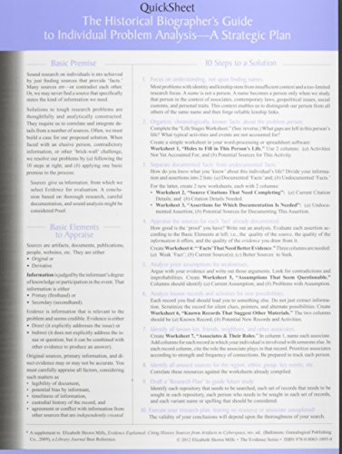 The Historical Biographer s Guide to Individual Problem Analysis: A Strategic Plan (QuickSheet) - Click to Buy