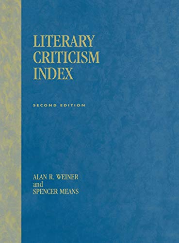 Literary Criticism Index: 2nd Ed. - Click to Buy