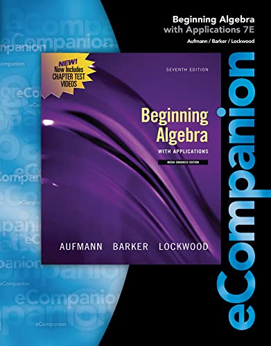 eCompanion for Aufmann/Lockwood's Beginning Algebra, 1st - Click to Buy