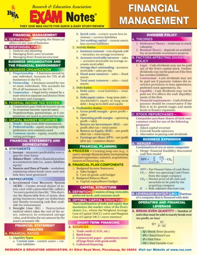 Financial Management Exam Notes - Click to Buy