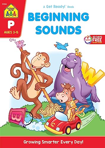 School Zone - Beginning Sounds Workbook - Ages 3 to 5, Preschool to Kindergarten, Letter-Object and Letter-Sound Association, Letter Sounds, Alphabet, and More (School Zone Get Ready!™ Book Series) - Click to Buy
