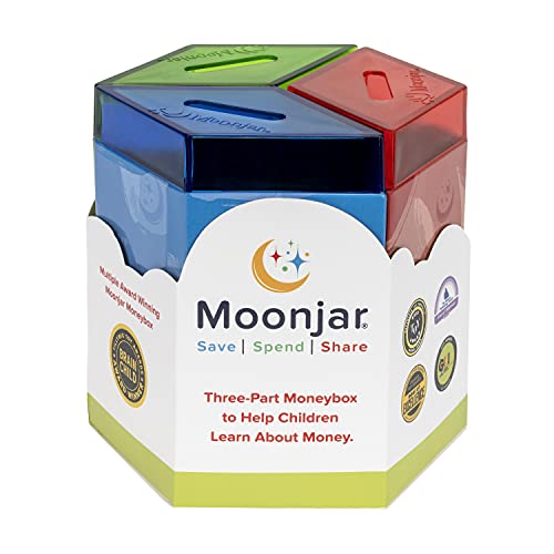 Classic MoonJar Award Winning SAVE SPEND SHARE Educational Tin Toy Bank with Passbook| Moneybox for Children 3+ Years | Teaches Responsible Money Management & Financial Skills - Click to Buy