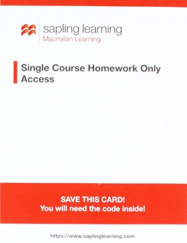 Sapling Single-course General, Organic, and Biochemistry Homework Access Card - Click to Buy