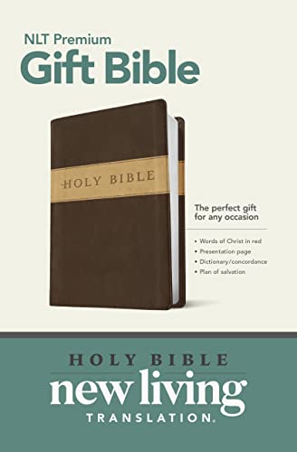 Premium Gift Bible NLT, TuTone (LeatherLike, Dark Brown/Tan, Red Letter) - Click to Buy