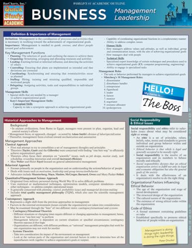 Business: Management Leadership QuickStudy Laminated Reference Guide