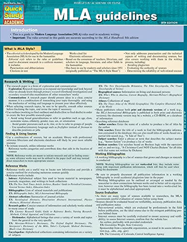 MLA Guidelines (Quick Study Academic) - Click to Buy