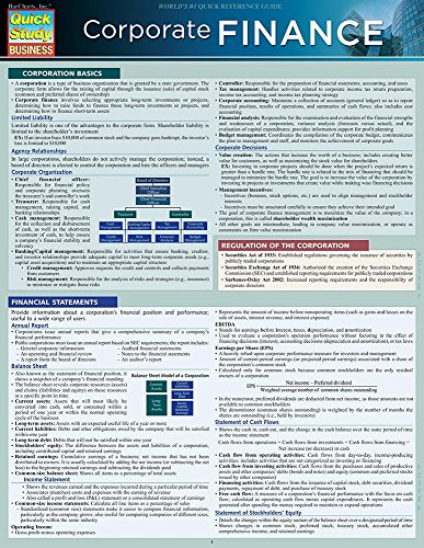 Corporate Finance: Quickstudy Laminated Reference Guide - Click to Buy