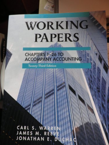 Working Papers, Chapters 1-26 to Accompany Accounting 23rd Edition (23e) - Click to Buy