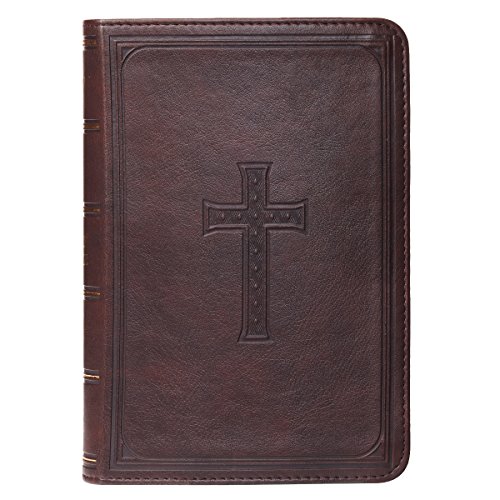 Dark Brown Faux Leather Large Print Compact King James Version Bible - Click to Buy