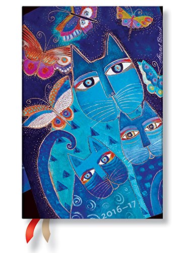 "Blue Cats & Butterflies" Mini 18-month Academic Weekly Planner, July 2016 to December 2017 (3.5 X 5)