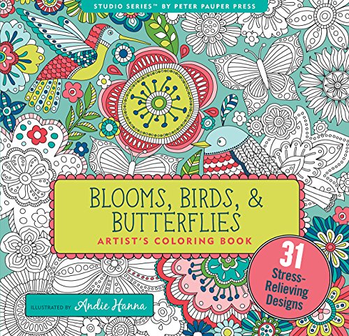Blooms, Birds, & Butterflies Adult Coloring Book (31 stress-relieving designs) - Click to Buy
