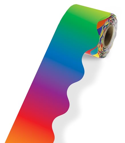 Carson Dellosa Scalloped Bulletin Board Border—Rainbow Rolled Border for Bulletin Boards, Desks, Locker Displays, Homeschool or Classroom Decor (2.25" x 36') - Click to Buy