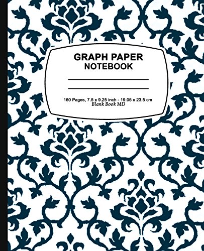 graph paper composition book: Blue Damask Design,Graph Paper Notebook and Conversion Chart, 7.5 x 9.25, 160 Pages For for School / Teacher / Office / Student Composition Book - Click to Buy