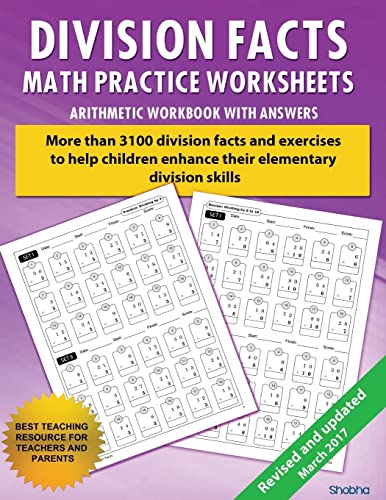 Division Facts Math Practice Worksheet Arithmetic Workbook With Answers: Daily Practice Guide for Elementary Students and Other Kids - Click to Buy