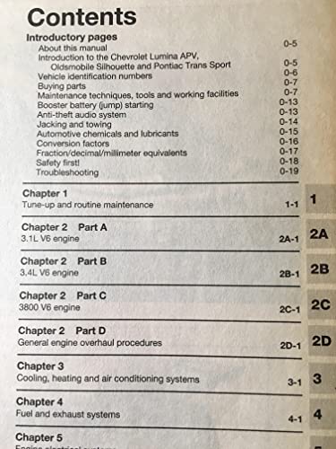 General Motors Chevrolet Lumina Apv, Oldmobile Silhouette and Pontiac Trans Sport: Automotive Repair Manual