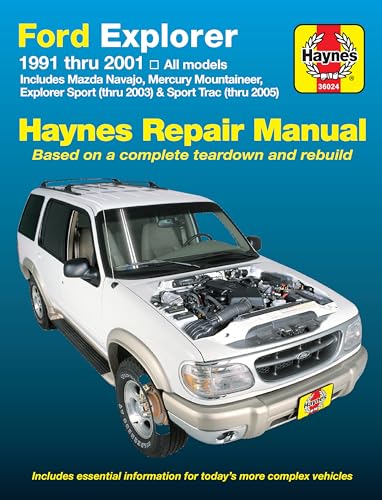 Ford Explorer & Mazda Navajo 1991 thru 2001, Mercury Mountaineer 1997 thru 2001, Explorer Sport 200-2003 & Explorer Sport Trac 2001-2005 Haynes Repair Manual