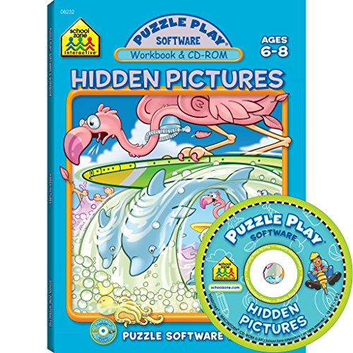 School Zone - Hidden Pictures Workbook with CD-Rom - 64 Pages, Ages 6 to 8, Puzzle Play, Problem-Solving, CD Software - Click to Buy